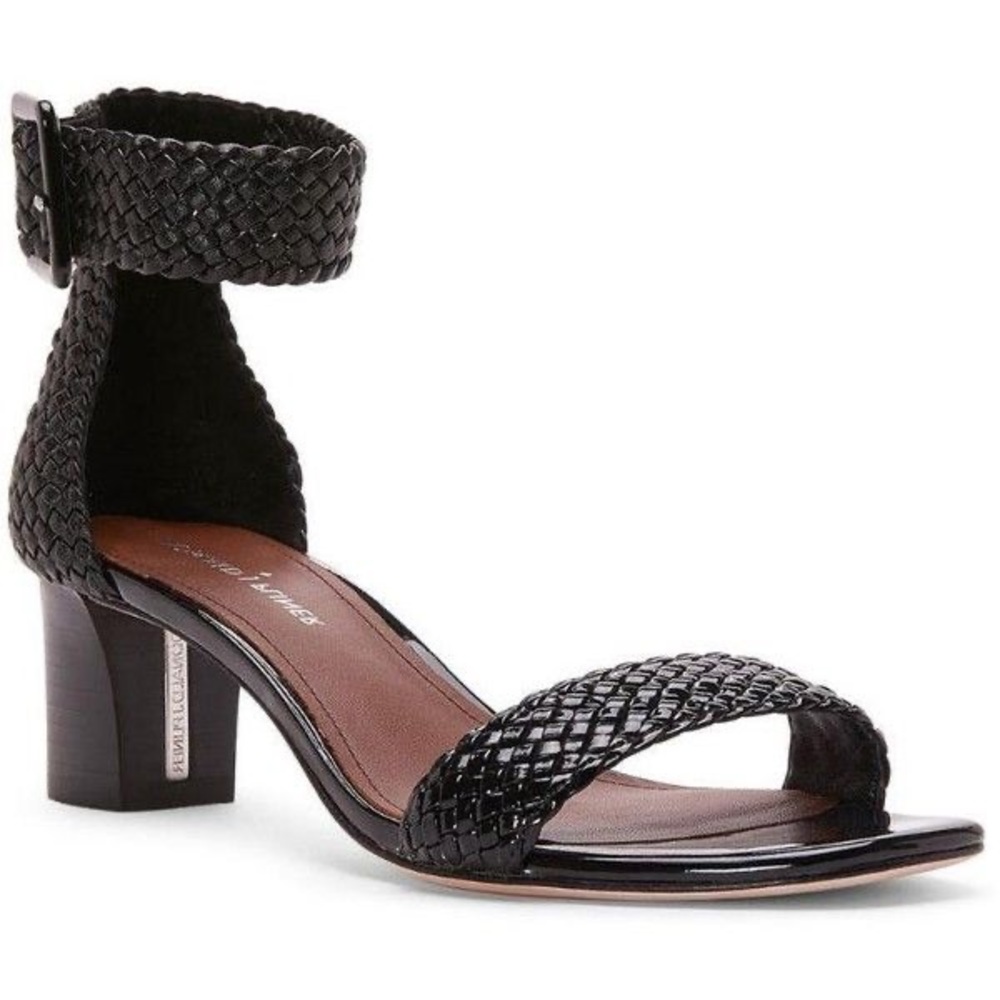 DONALD J PLINER Black Woven Braided Block Heel Fae Sandals